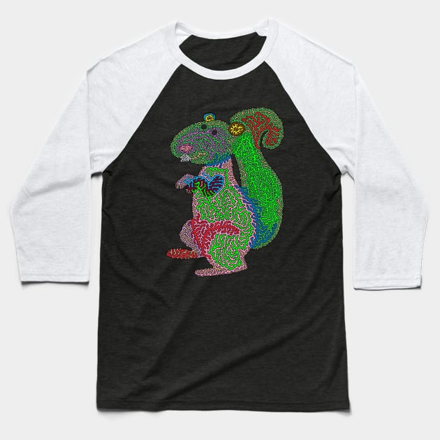 Psychedelic Squirrel Baseball T-Shirt by NightserFineArts